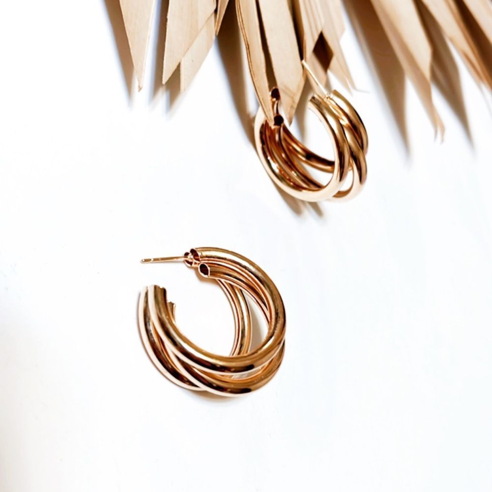 Minimalist hoop cuff earrings #900 - Picture 3 of 6